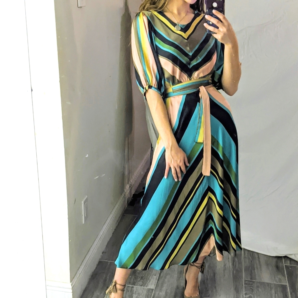 Zara striped silky maxi dress